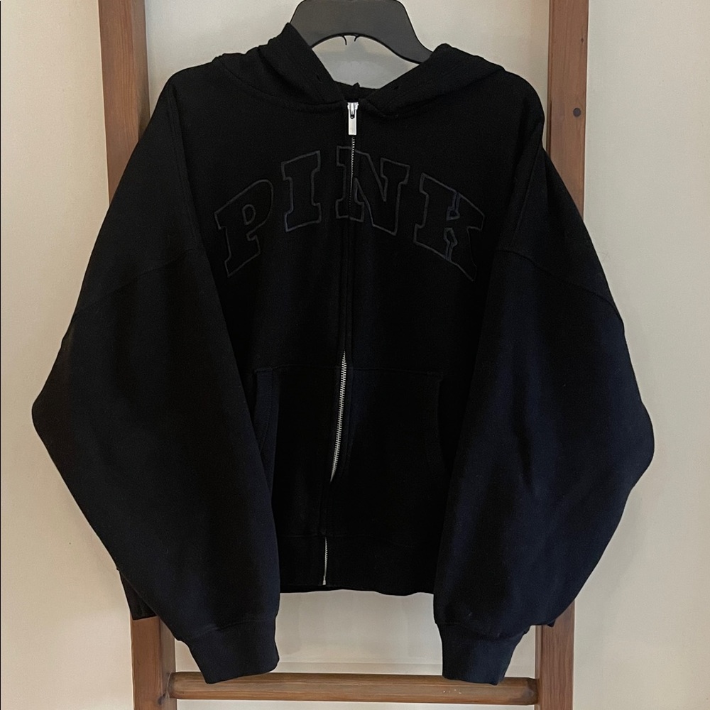 PINK Victoria's Secret Woman’s Black Zip-Up Hoodie
